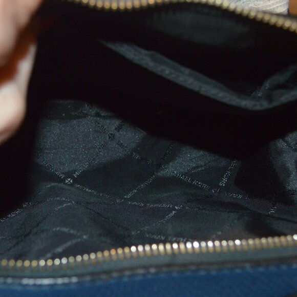 Michael Kors Blue Pebbled Leather Crossbody Bag Cooper Man Purse - Picture 8 of 15